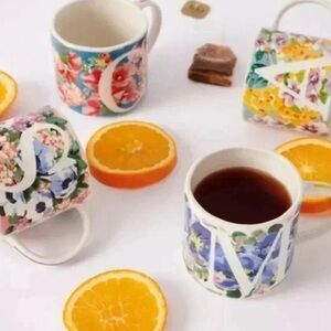 Anthro colorful botanical initial mug